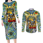 Custom NAIDOC Week 2024 Eels Couples Matching Long Sleeve Bodycon Dress and Long Sleeve Button Shirt Mascot Rugby