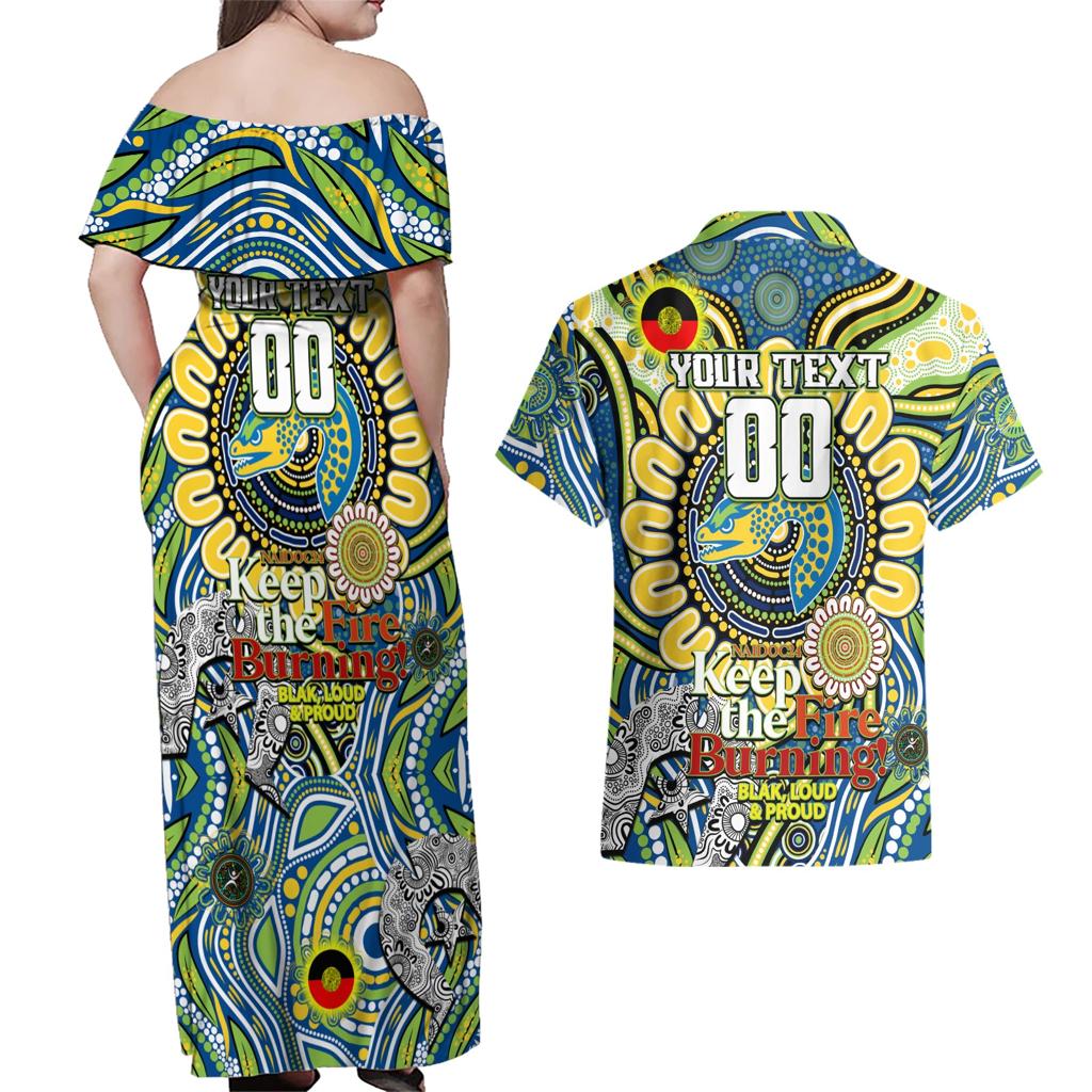 Custom NAIDOC Week 2024 Eels Couples Matching Off Shoulder Maxi Dress and Hawaiian Shirt Mascot Rugby