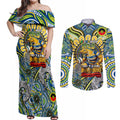 Custom NAIDOC Week 2024 Eels Couples Matching Off Shoulder Maxi Dress and Long Sleeve Button Shirt Mascot Rugby
