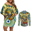 Custom NAIDOC Week 2024 Eels Couples Matching Off Shoulder Short Dress and Long Sleeve Button Shirt Mascot Rugby