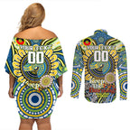 Custom NAIDOC Week 2024 Eels Couples Matching Off Shoulder Short Dress and Long Sleeve Button Shirt Mascot Rugby