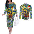 Custom NAIDOC Week 2024 Eels Couples Matching Off The Shoulder Long Sleeve Dress and Long Sleeve Button Shirt Mascot Rugby