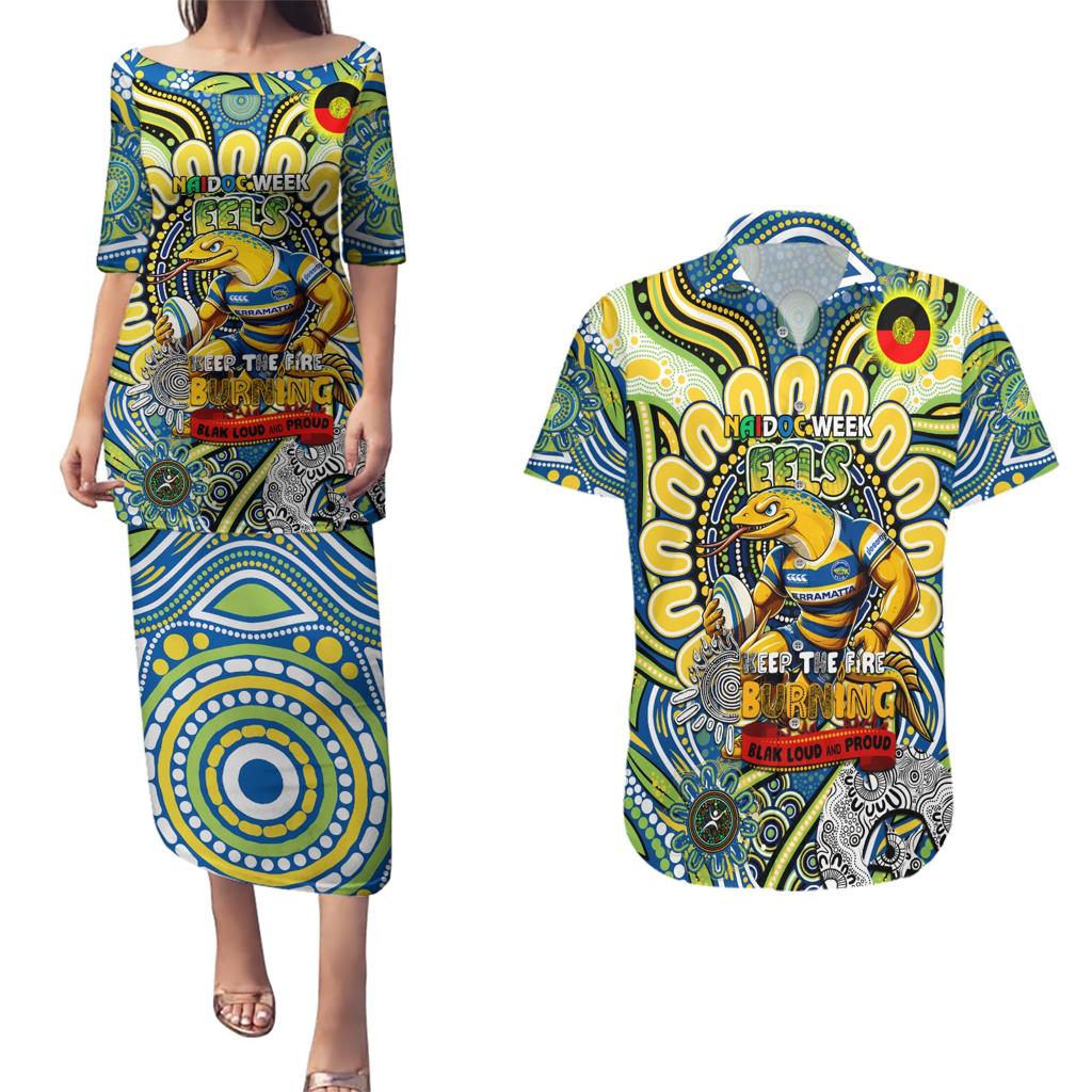 Custom NAIDOC Week 2024 Eels Couples Matching Puletasi and Hawaiian Shirt Mascot Rugby