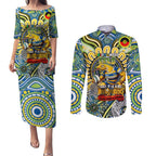 Custom NAIDOC Week 2024 Eels Couples Matching Puletasi and Long Sleeve Button Shirt Mascot Rugby