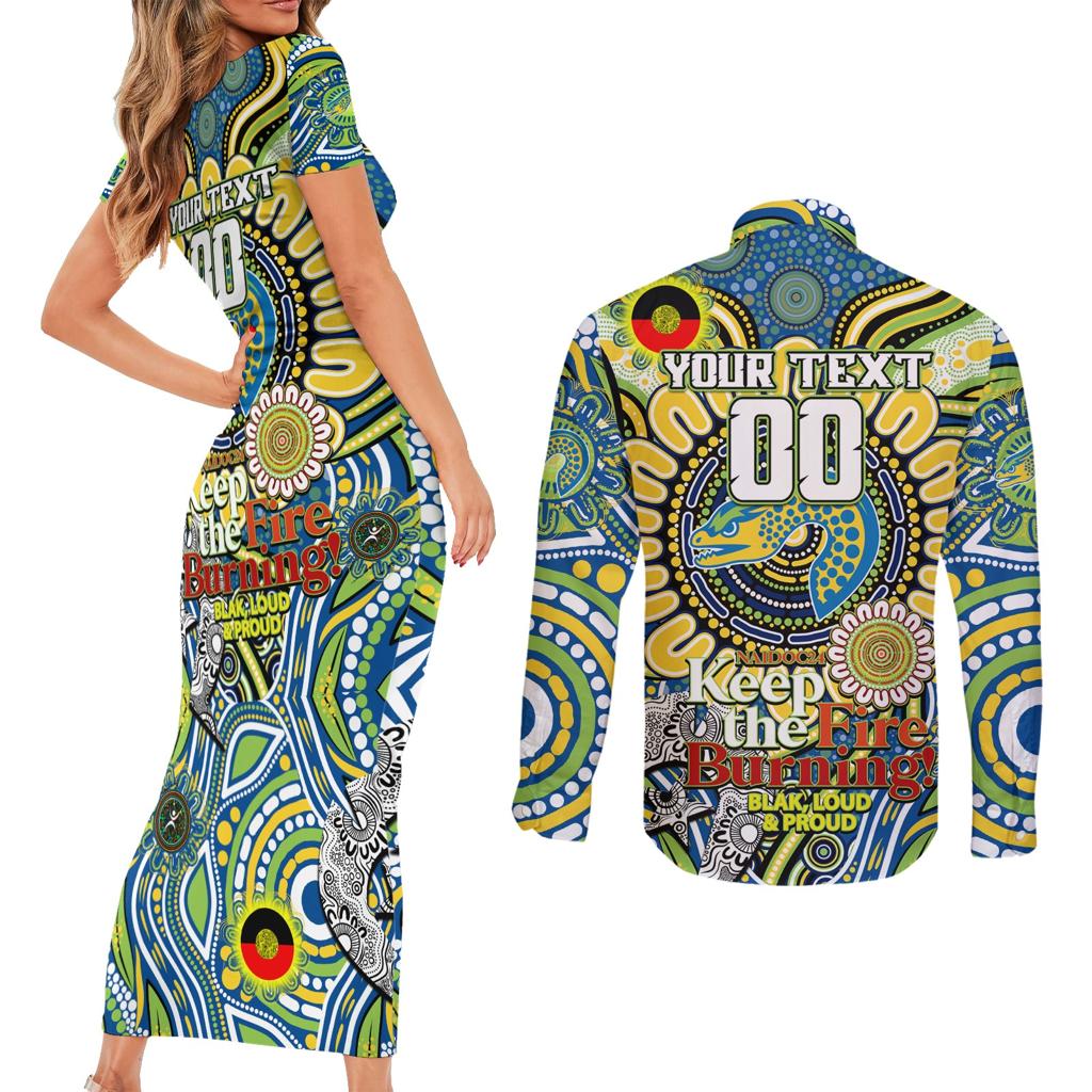 Custom NAIDOC Week 2024 Eels Couples Matching Short Sleeve Bodycon Dress and Long Sleeve Button Shirt Mascot Rugby