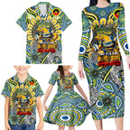 Custom NAIDOC Week 2024 Eels Family Matching Long Sleeve Bodycon Dress and Hawaiian Shirt Mascot Rugby