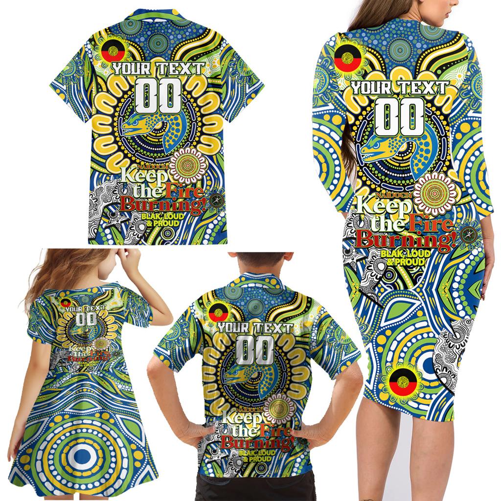 Custom NAIDOC Week 2024 Eels Family Matching Long Sleeve Bodycon Dress and Hawaiian Shirt Mascot Rugby
