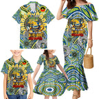 Custom NAIDOC Week 2024 Eels Family Matching Mermaid Dress and Hawaiian Shirt Mascot Rugby