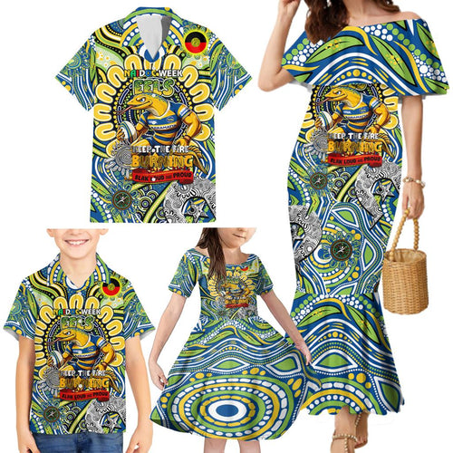 Custom NAIDOC Week 2024 Eels Family Matching Mermaid Dress and Hawaiian Shirt Mascot Rugby