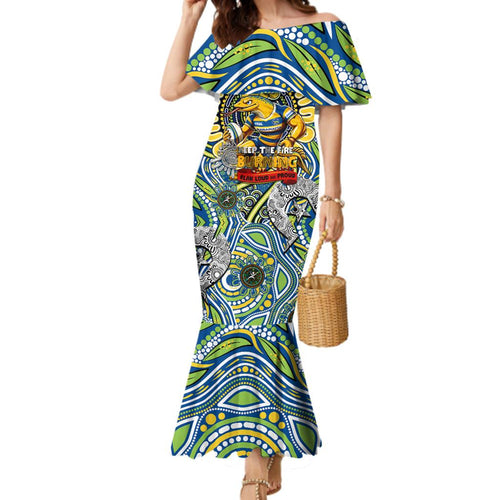 Custom NAIDOC Week 2024 Eels Family Matching Mermaid Dress and Hawaiian Shirt Mascot Rugby