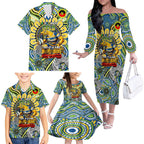 Custom NAIDOC Week 2024 Eels Family Matching Off The Shoulder Long Sleeve Dress and Hawaiian Shirt Mascot Rugby