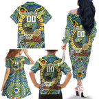 Custom NAIDOC Week 2024 Eels Family Matching Off The Shoulder Long Sleeve Dress and Hawaiian Shirt Mascot Rugby