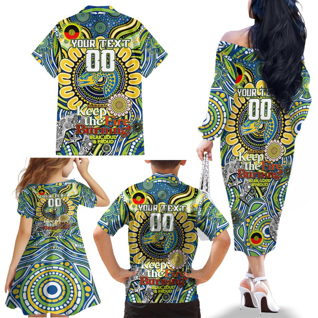Custom NAIDOC Week 2024 Eels Family Matching Off The Shoulder Long Sleeve Dress and Hawaiian Shirt Mascot Rugby