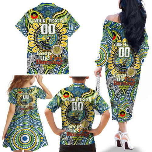 Custom NAIDOC Week 2024 Eels Family Matching Off The Shoulder Long Sleeve Dress and Hawaiian Shirt Mascot Rugby