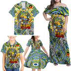 Custom NAIDOC Week 2024 Eels Family Matching Off Shoulder Maxi Dress and Hawaiian Shirt Mascot Rugby
