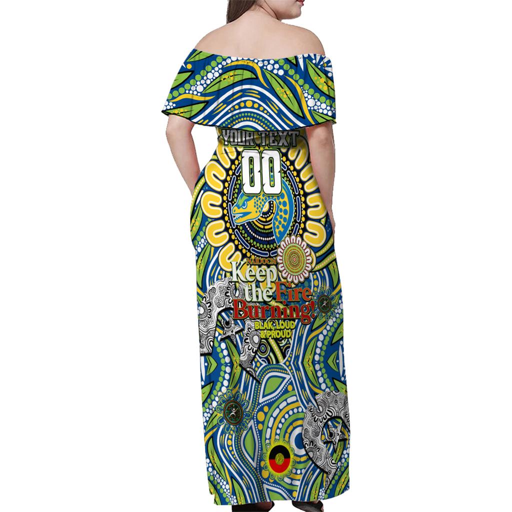 Custom NAIDOC Week 2024 Eels Family Matching Off Shoulder Maxi Dress and Hawaiian Shirt Mascot Rugby