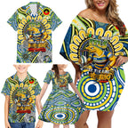 Custom NAIDOC Week 2024 Eels Family Matching Off Shoulder Short Dress and Hawaiian Shirt Mascot Rugby