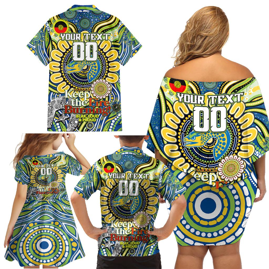 Custom NAIDOC Week 2024 Eels Family Matching Off Shoulder Short Dress and Hawaiian Shirt Mascot Rugby