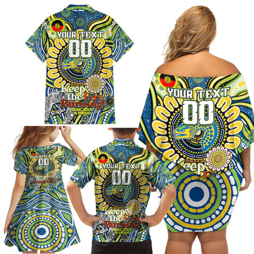 Custom NAIDOC Week 2024 Eels Family Matching Off Shoulder Short Dress and Hawaiian Shirt Mascot Rugby