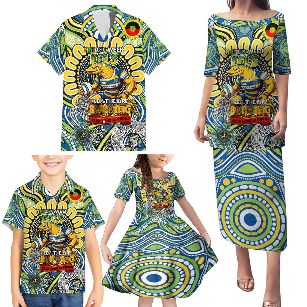 Custom NAIDOC Week 2024 Eels Family Matching Puletasi and Hawaiian Shirt Mascot Rugby