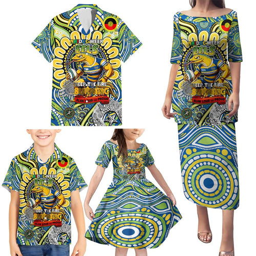 Custom NAIDOC Week 2024 Eels Family Matching Puletasi and Hawaiian Shirt Mascot Rugby
