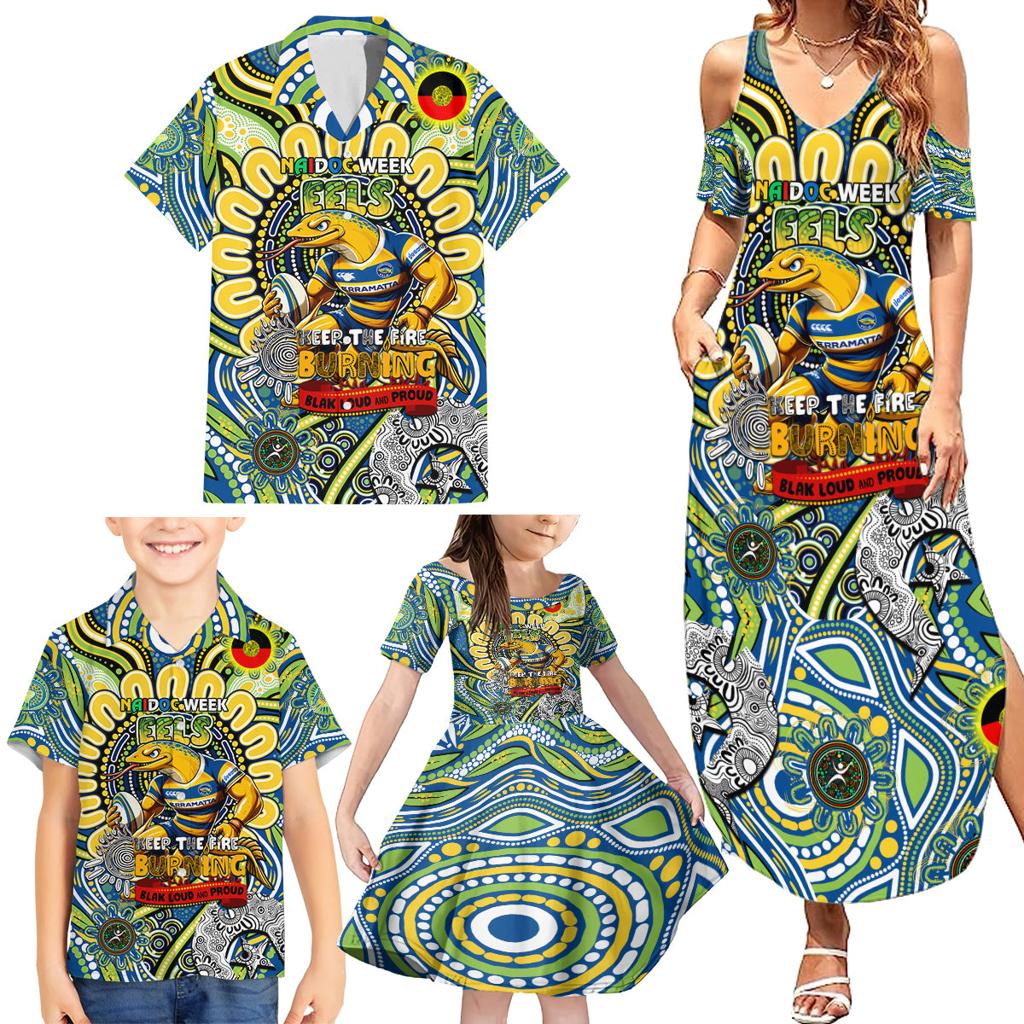 Custom NAIDOC Week 2024 Eels Family Matching Summer Maxi Dress and Hawaiian Shirt Mascot Rugby
