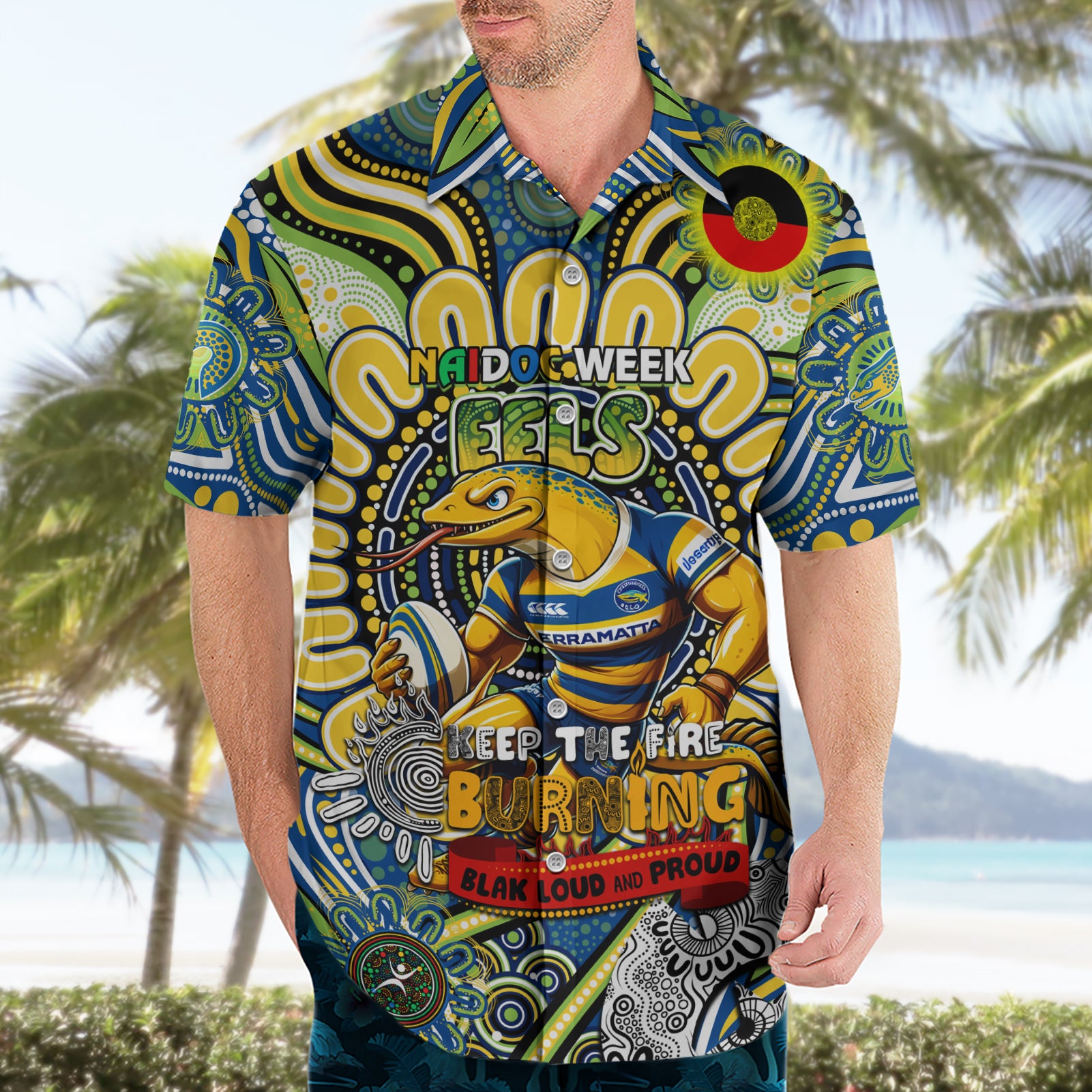 Custom NAIDOC Week 2024 Eels Hawaiian Shirt Mascot Rugby