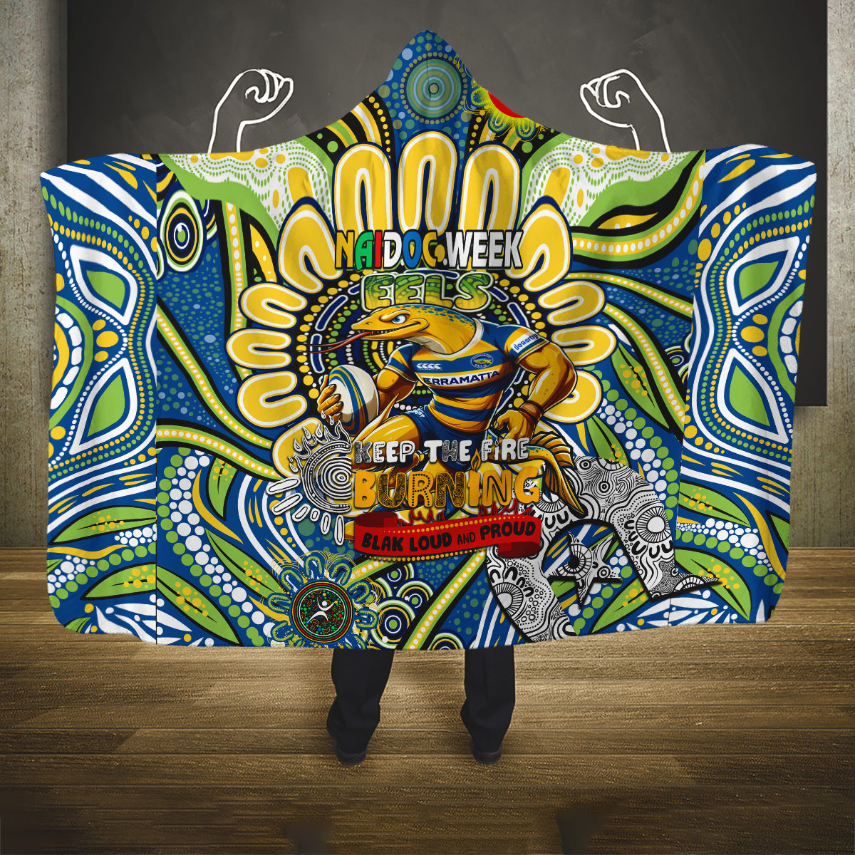 NAIDOC Week 2024 Eels Hooded Blanket Mascot Rugby