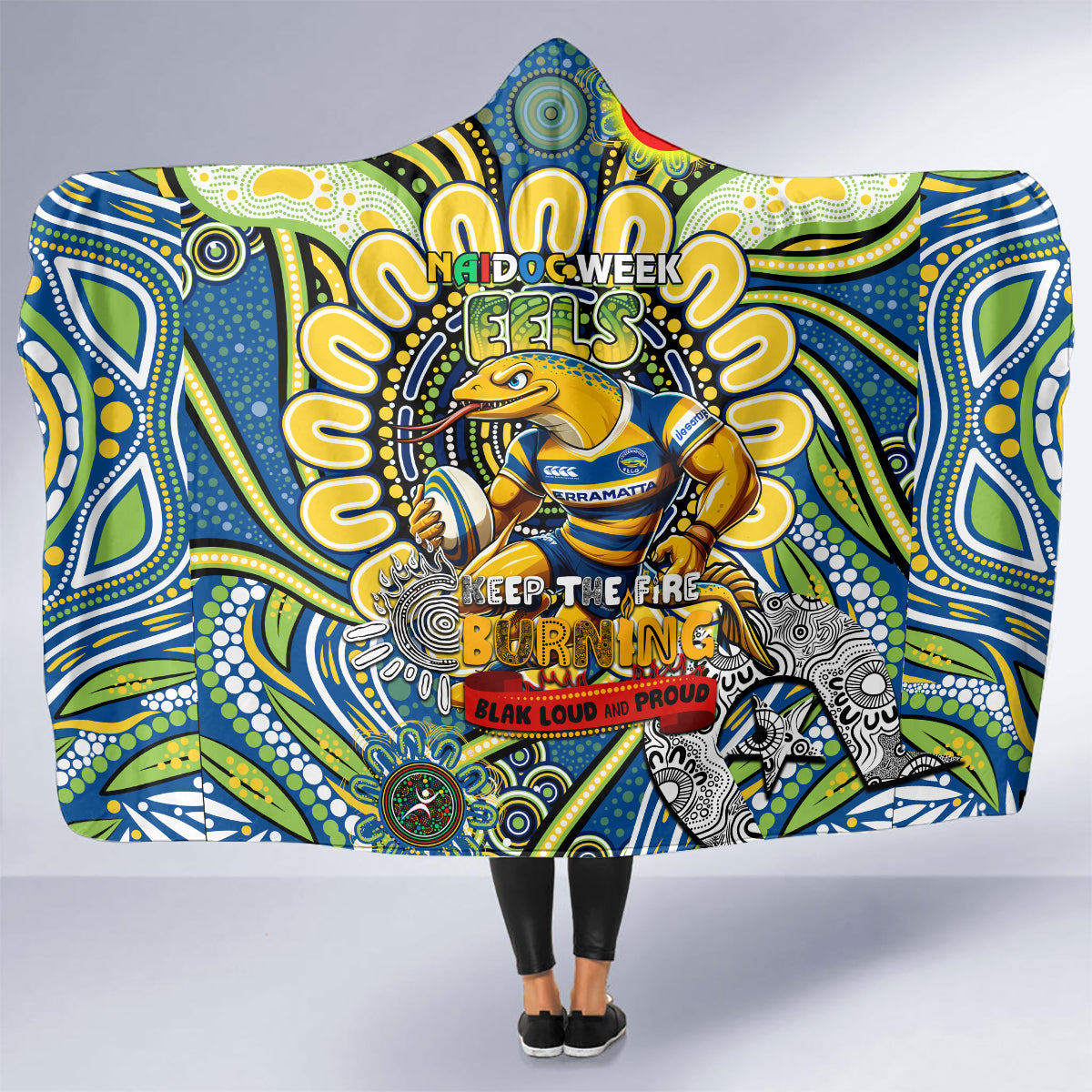 NAIDOC Week 2024 Eels Hooded Blanket Mascot Rugby