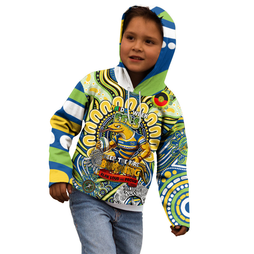 Custom NAIDOC Week 2024 Eels Kid Hoodie Mascot Rugby