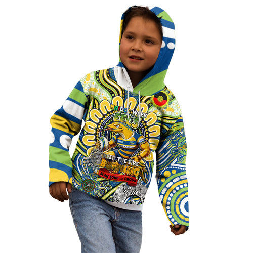Custom NAIDOC Week 2024 Eels Kid Hoodie Mascot Rugby