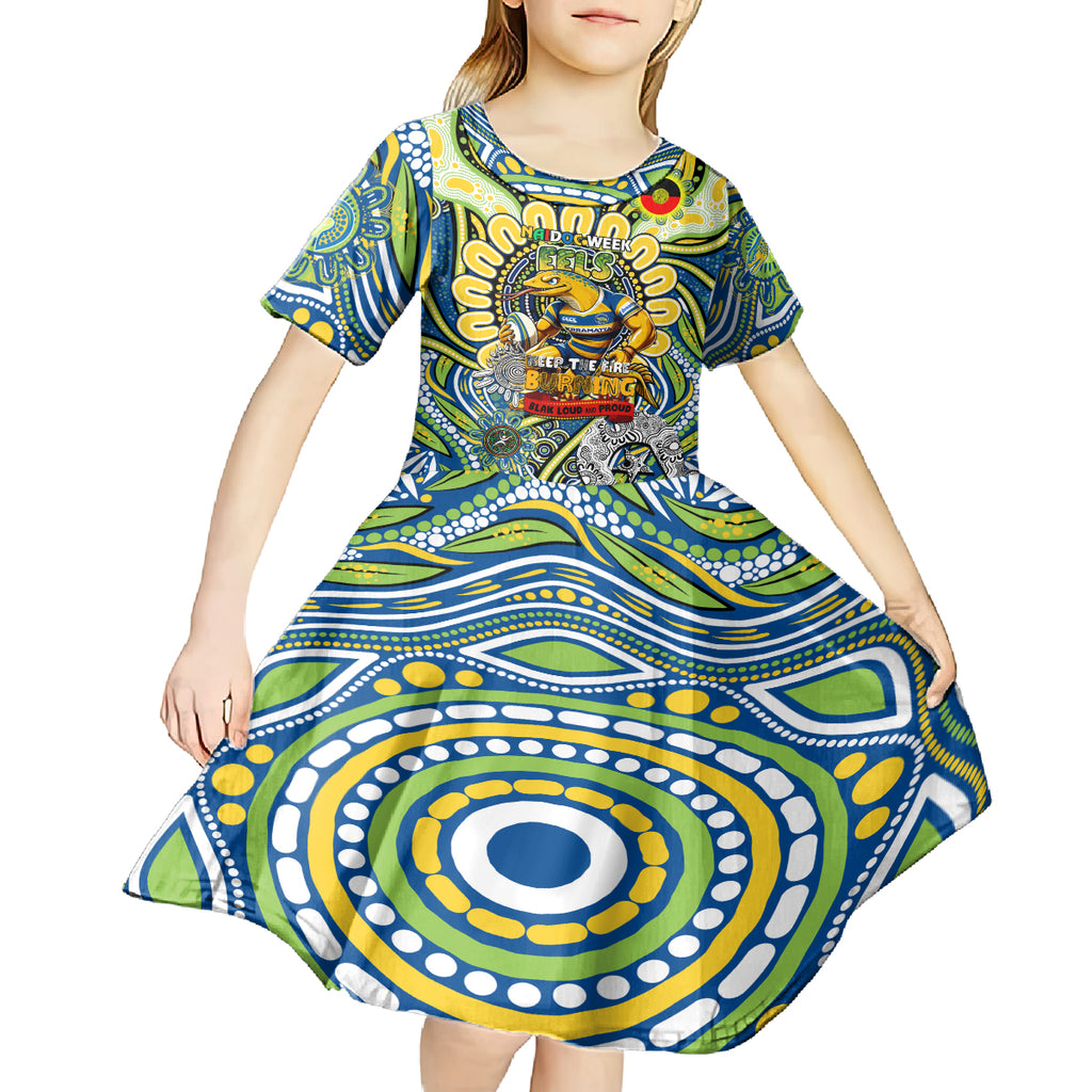Custom NAIDOC Week 2024 Eels Kid Short Sleeve Dress Mascot Rugby