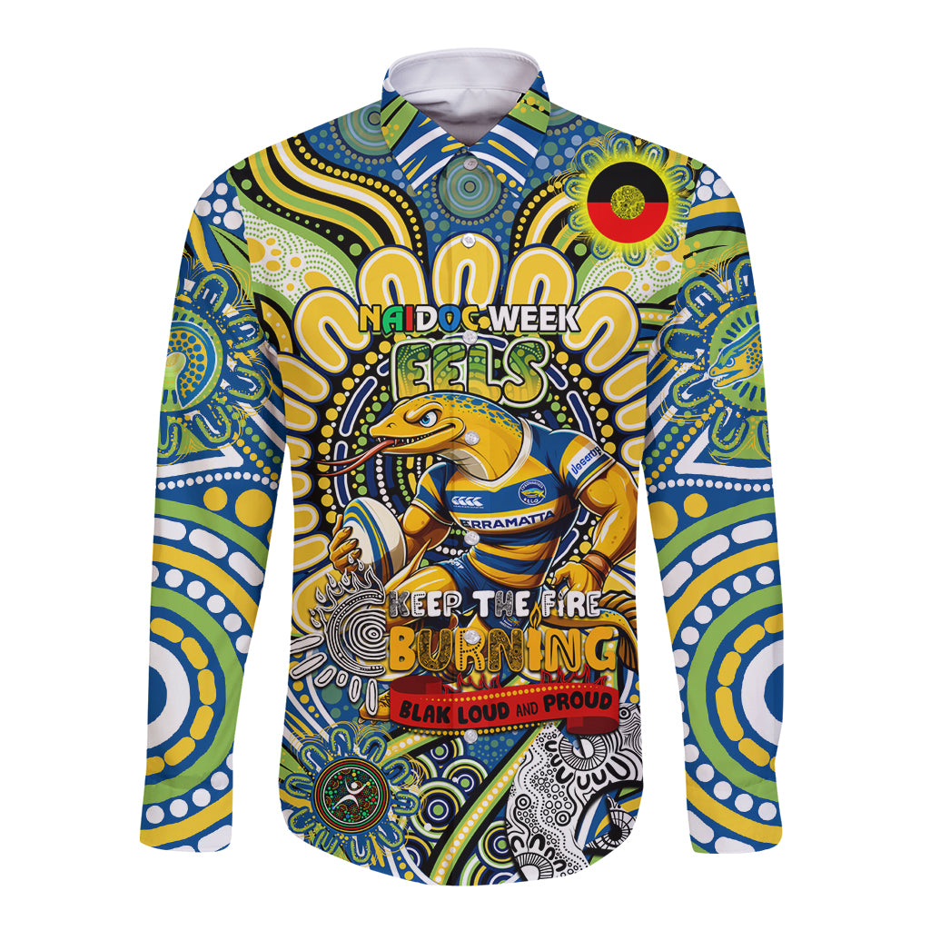 Custom NAIDOC Week 2024 Eels Long Sleeve Button Shirt Mascot Rugby