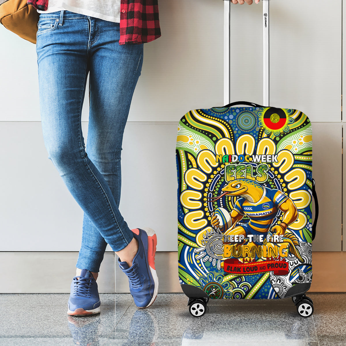 NAIDOC Week 2024 Eels Luggage Cover Mascot Rugby
