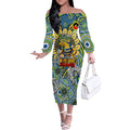 Custom NAIDOC Week 2024 Eels Off The Shoulder Long Sleeve Dress Mascot Rugby