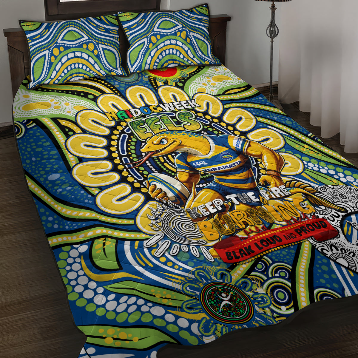 NAIDOC Week 2024 Eels Quilt Bed Set Mascot Rugby