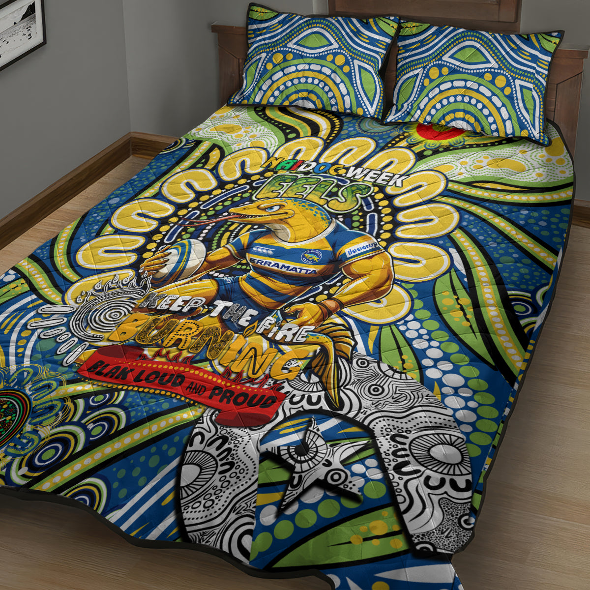 NAIDOC Week 2024 Eels Quilt Bed Set Mascot Rugby