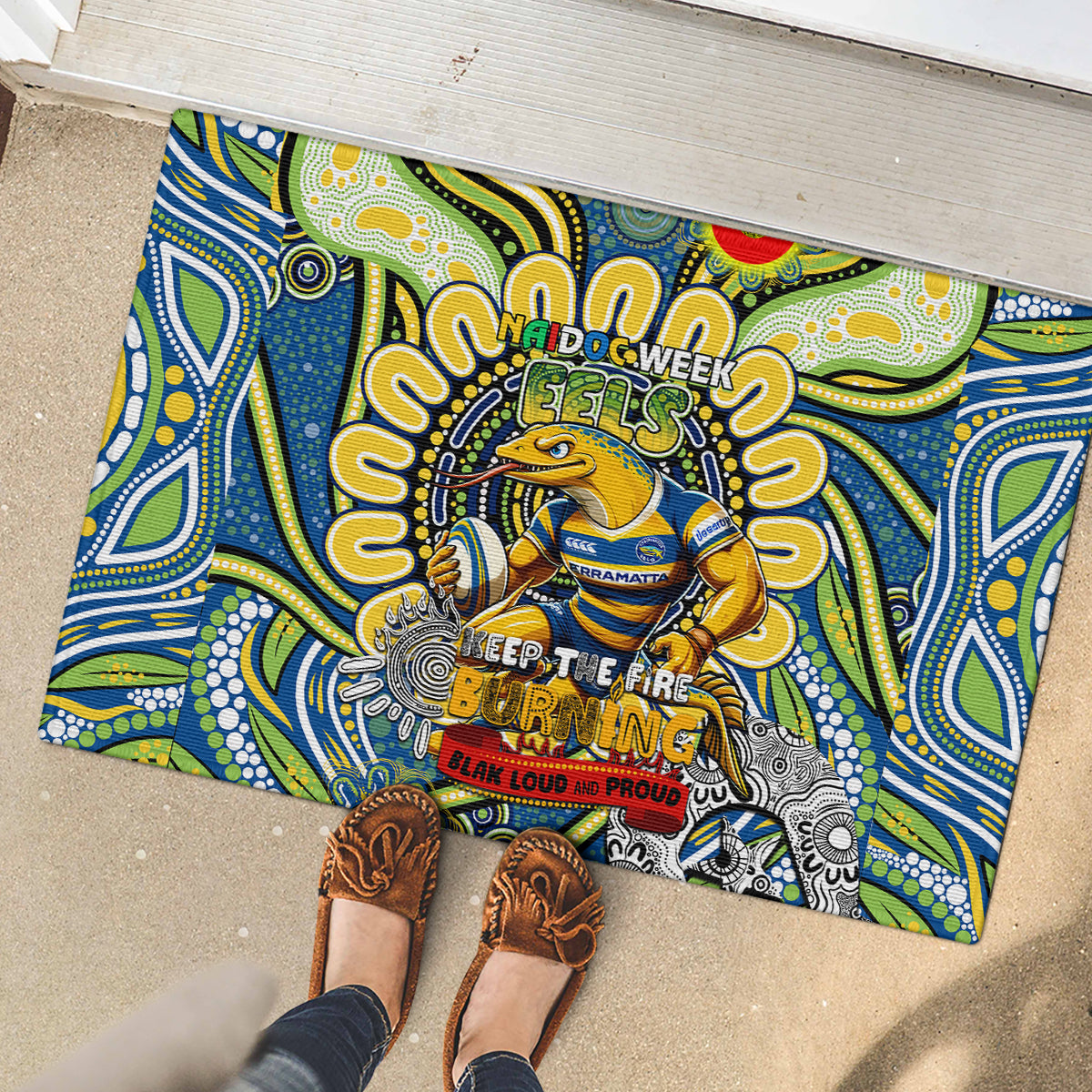 NAIDOC Week 2024 Eels Rubber Doormat Mascot Rugby