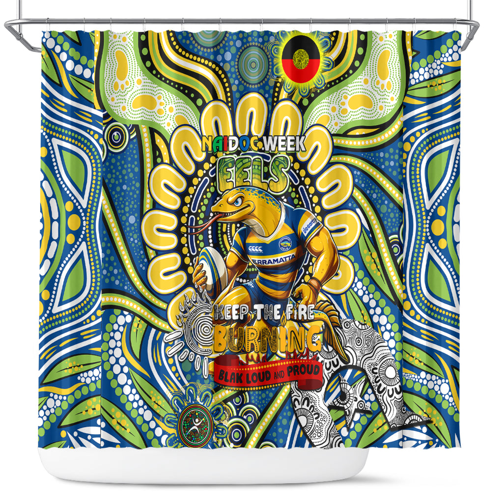 NAIDOC Week 2024 Eels Shower Curtain Mascot Rugby