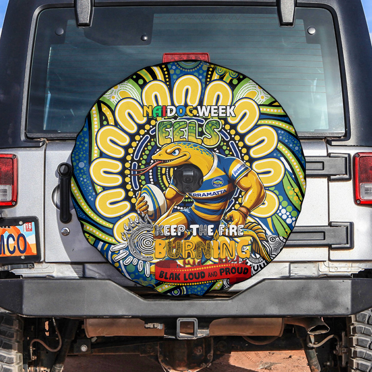 NAIDOC Week 2024 Eels Spare Tire Cover Mascot Rugby