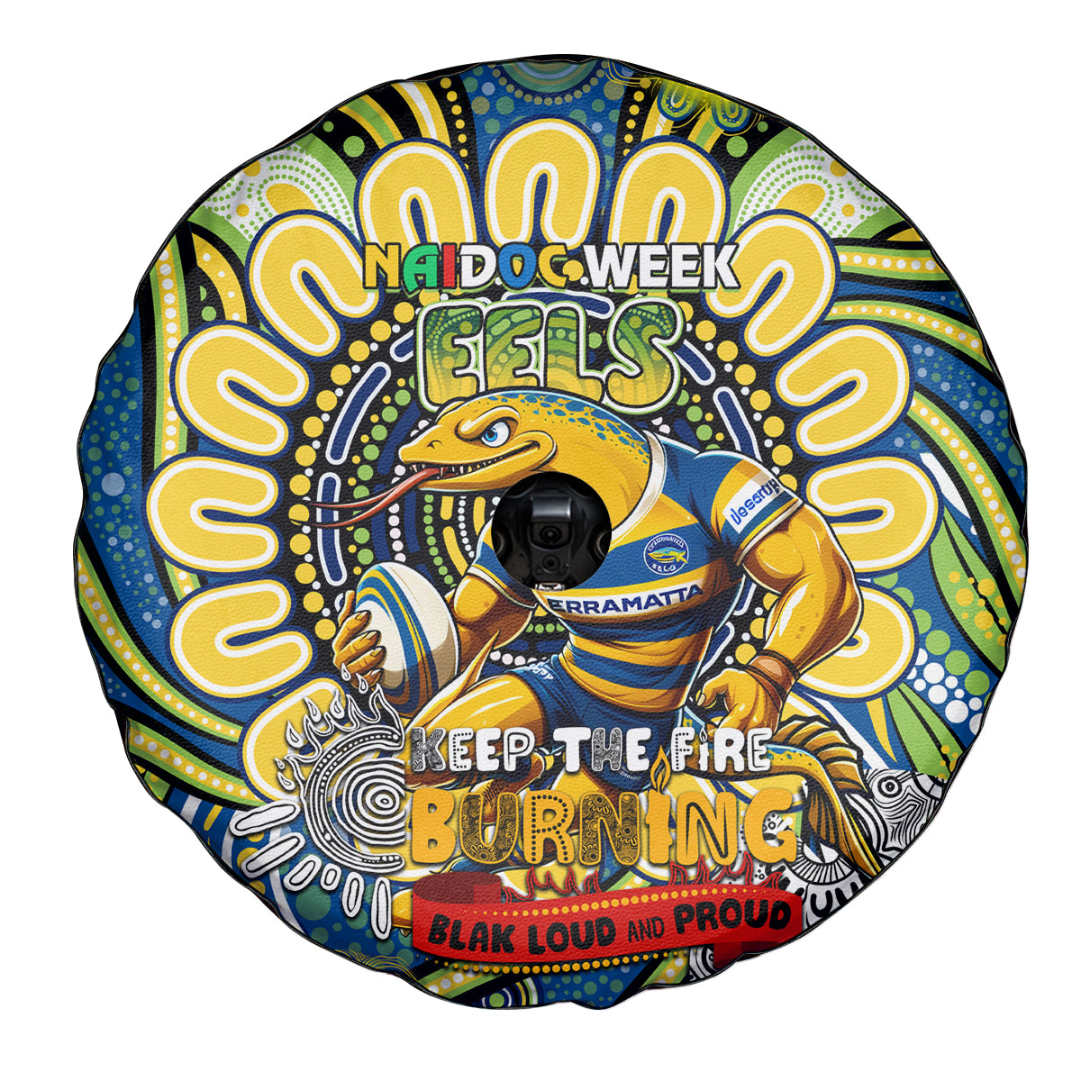 NAIDOC Week 2024 Eels Spare Tire Cover Mascot Rugby