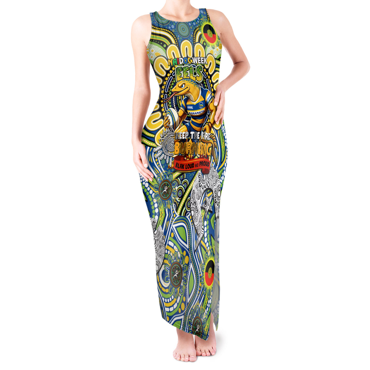 Custom NAIDOC Week 2024 Eels Tank Maxi Dress Mascot Rugby