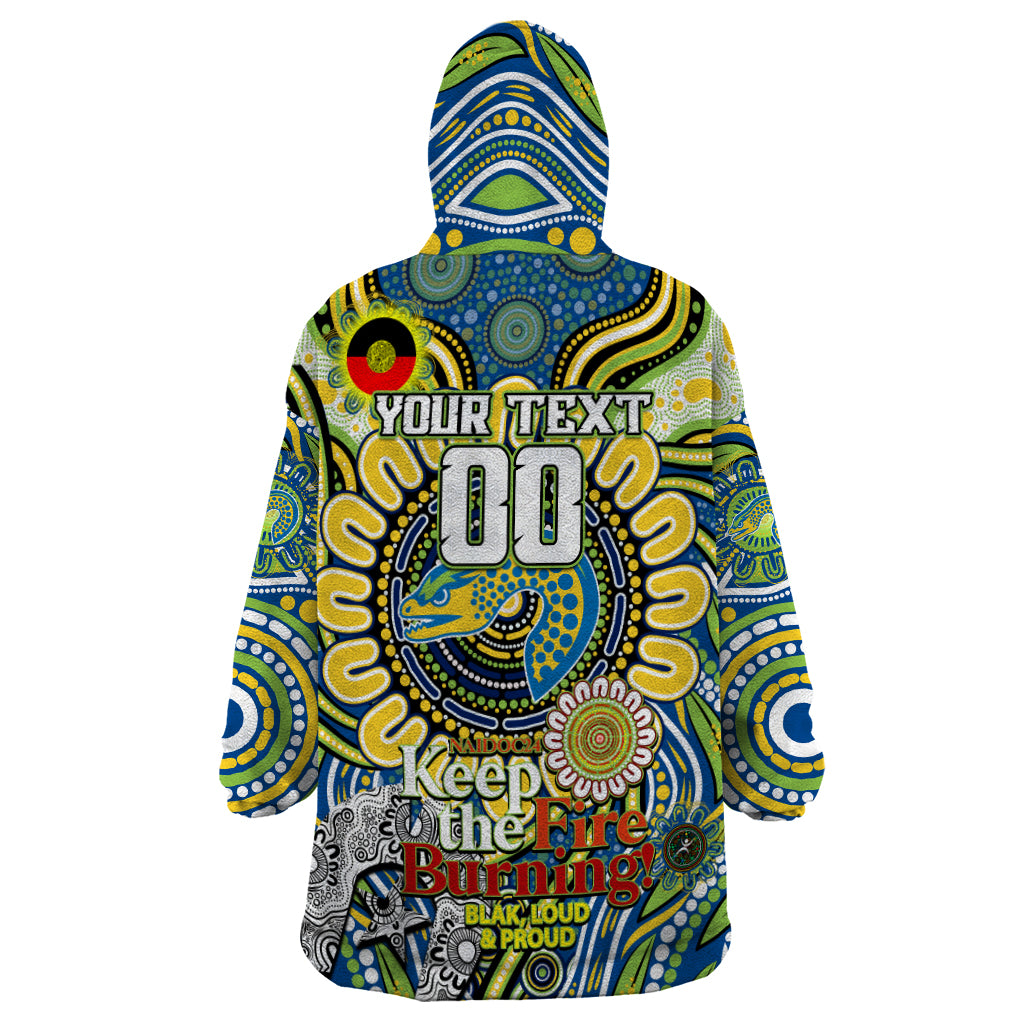 Custom NAIDOC Week 2024 Eels Wearable Blanket Hoodie Mascot Rugby