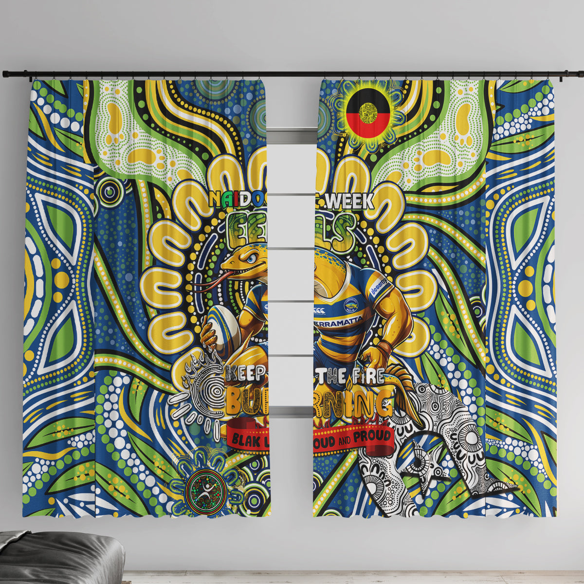 NAIDOC Week 2024 Eels Window Curtain Mascot Rugby