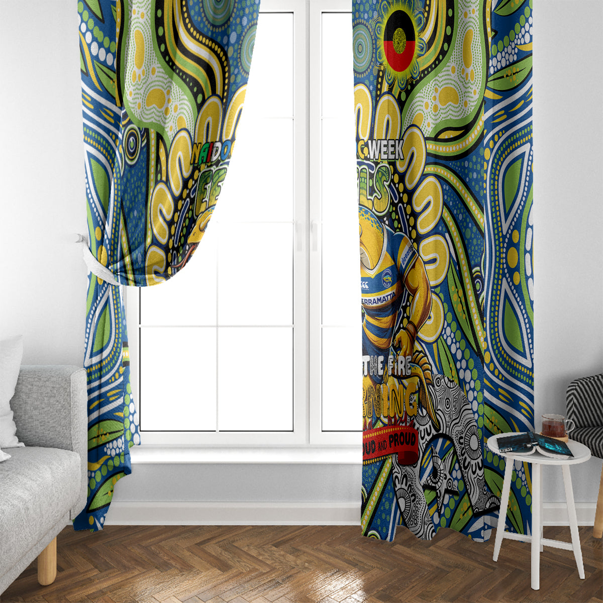 NAIDOC Week 2024 Eels Window Curtain Mascot Rugby