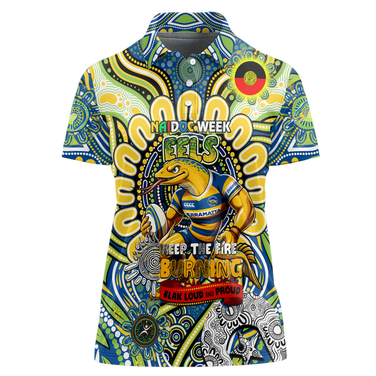 Custom NAIDOC Week 2024 Eels Women Polo Shirt Mascot Rugby