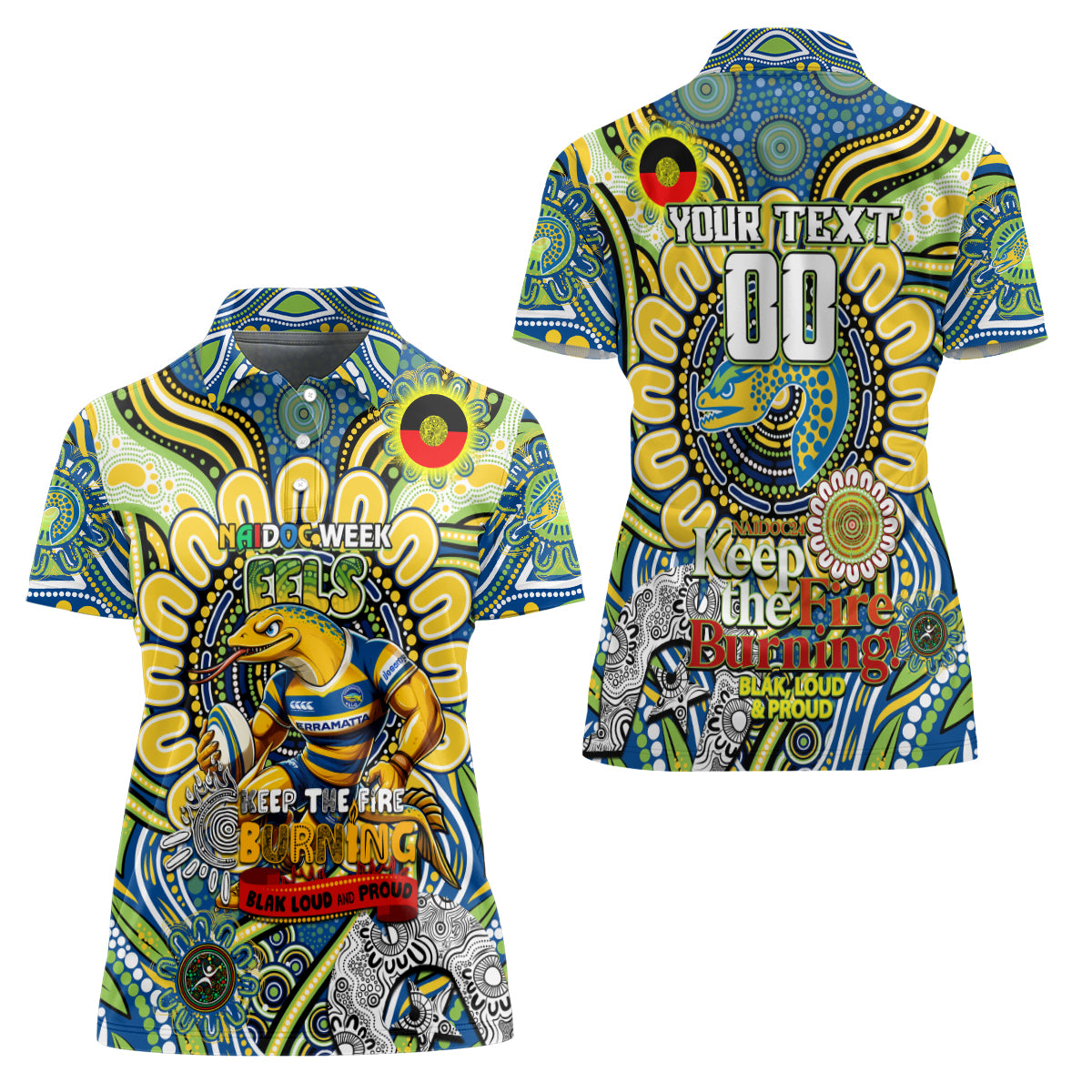 Custom NAIDOC Week 2024 Eels Women Polo Shirt Mascot Rugby