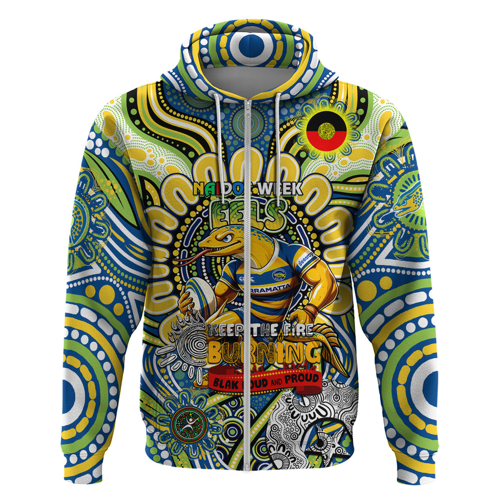 Custom NAIDOC Week 2024 Eels Zip Hoodie Mascot Rugby
