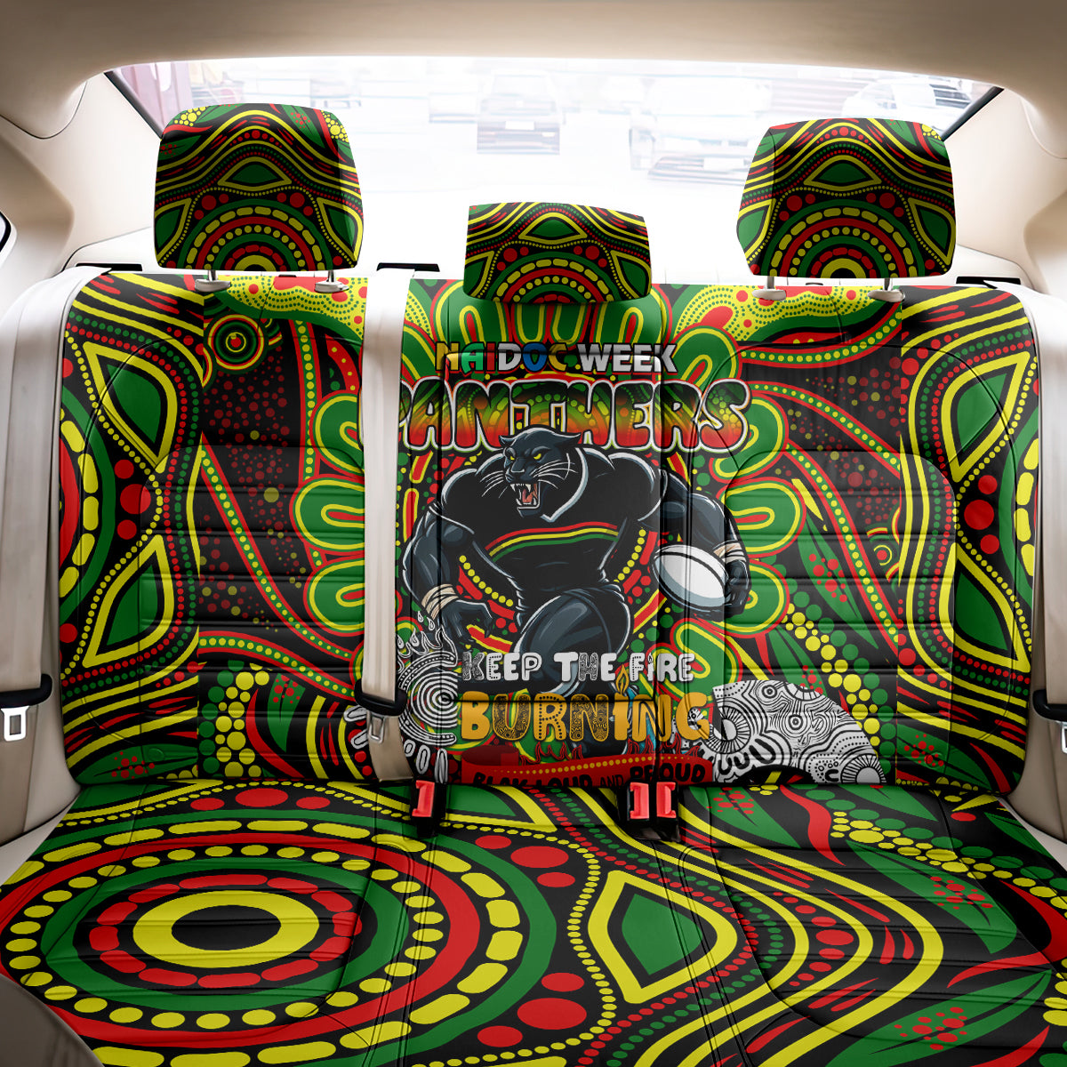 NAIDOC Week 2024 Panthers Back Car Seat Cover Mascot Rugby
