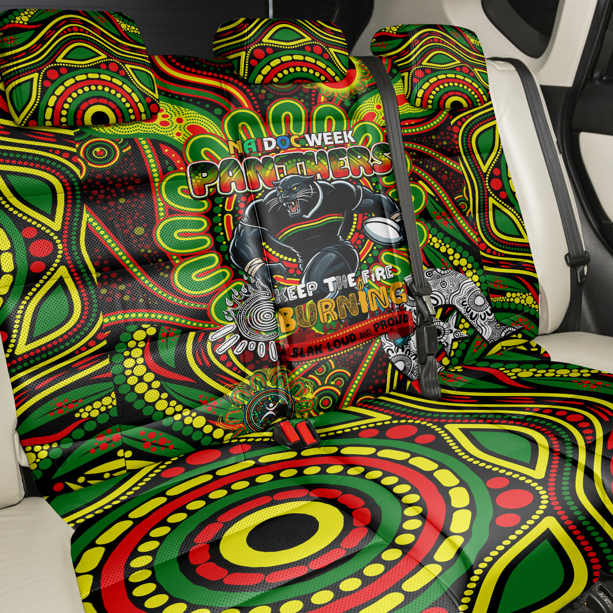NAIDOC Week 2024 Panthers Back Car Seat Cover Mascot Rugby